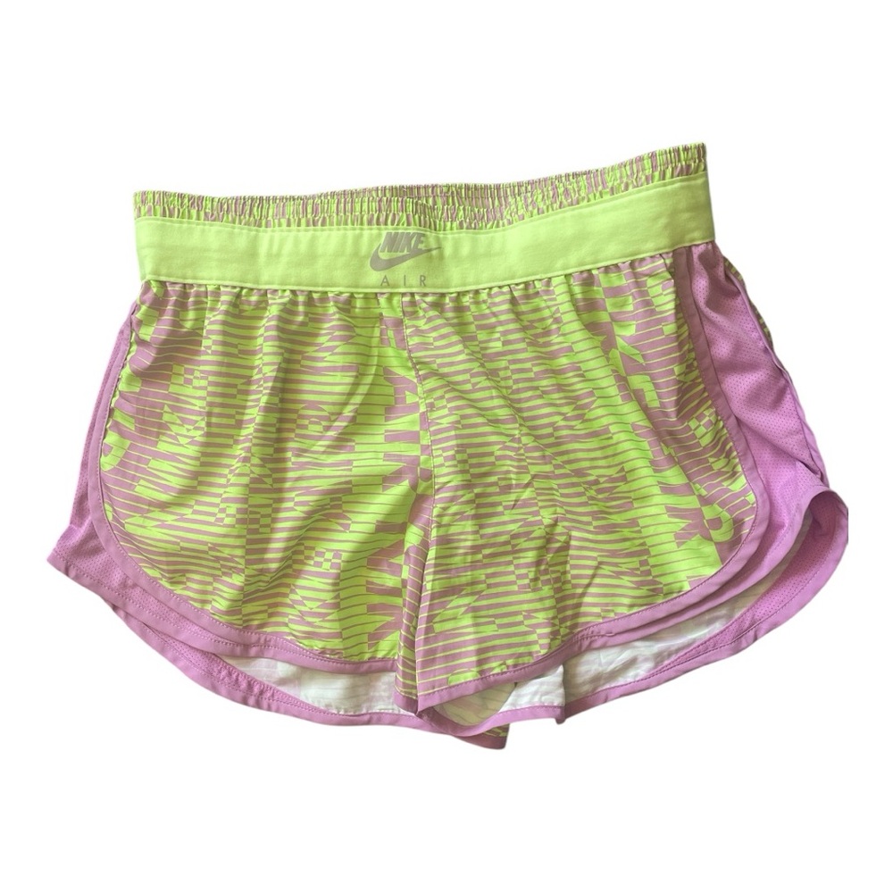 #058 Nike Women's Pink and Green Running Shorts, dr-fit, size L